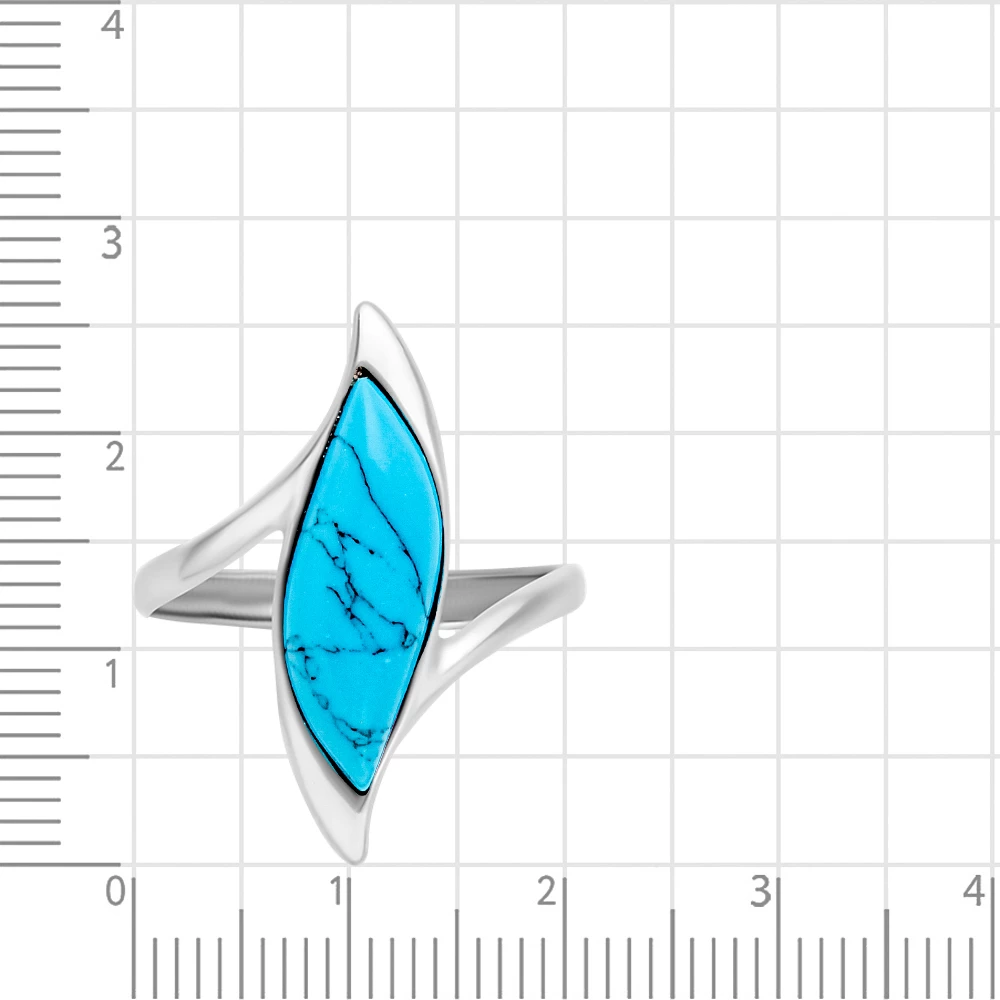Кольцо с бирюзой синтетической из серебра 925 пробы 2
