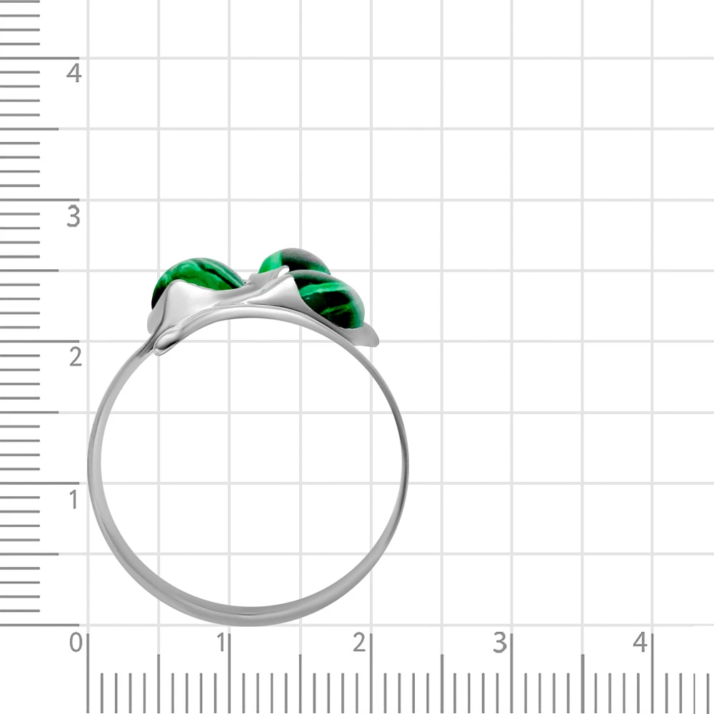 Кольцо с малахитами синтетическими из серебра 925 пробы 3