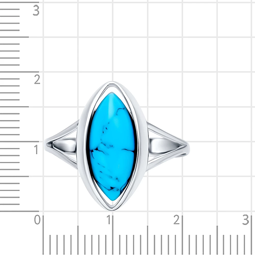 Кольцо с бирюзой синтетической из серебра 925 пробы 2