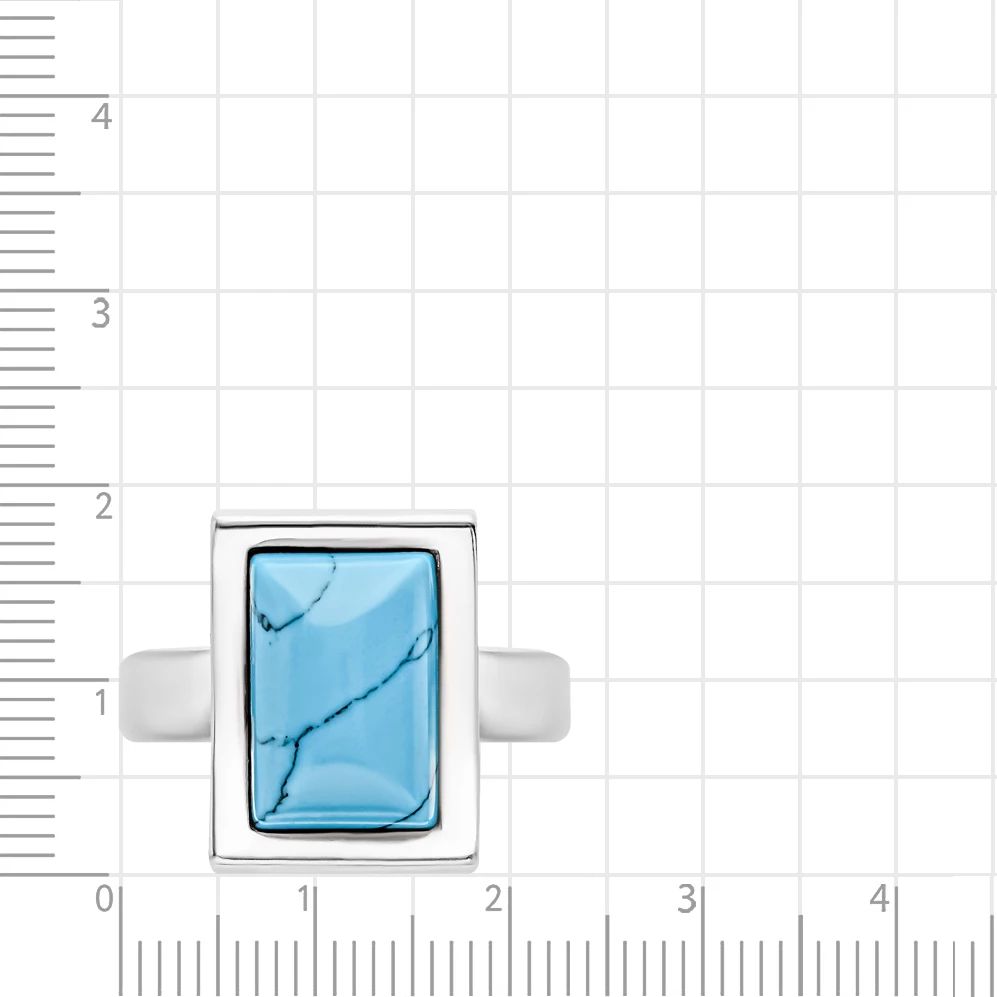 Кольцо с бирюзой синтетической из серебра 925 пробы 2