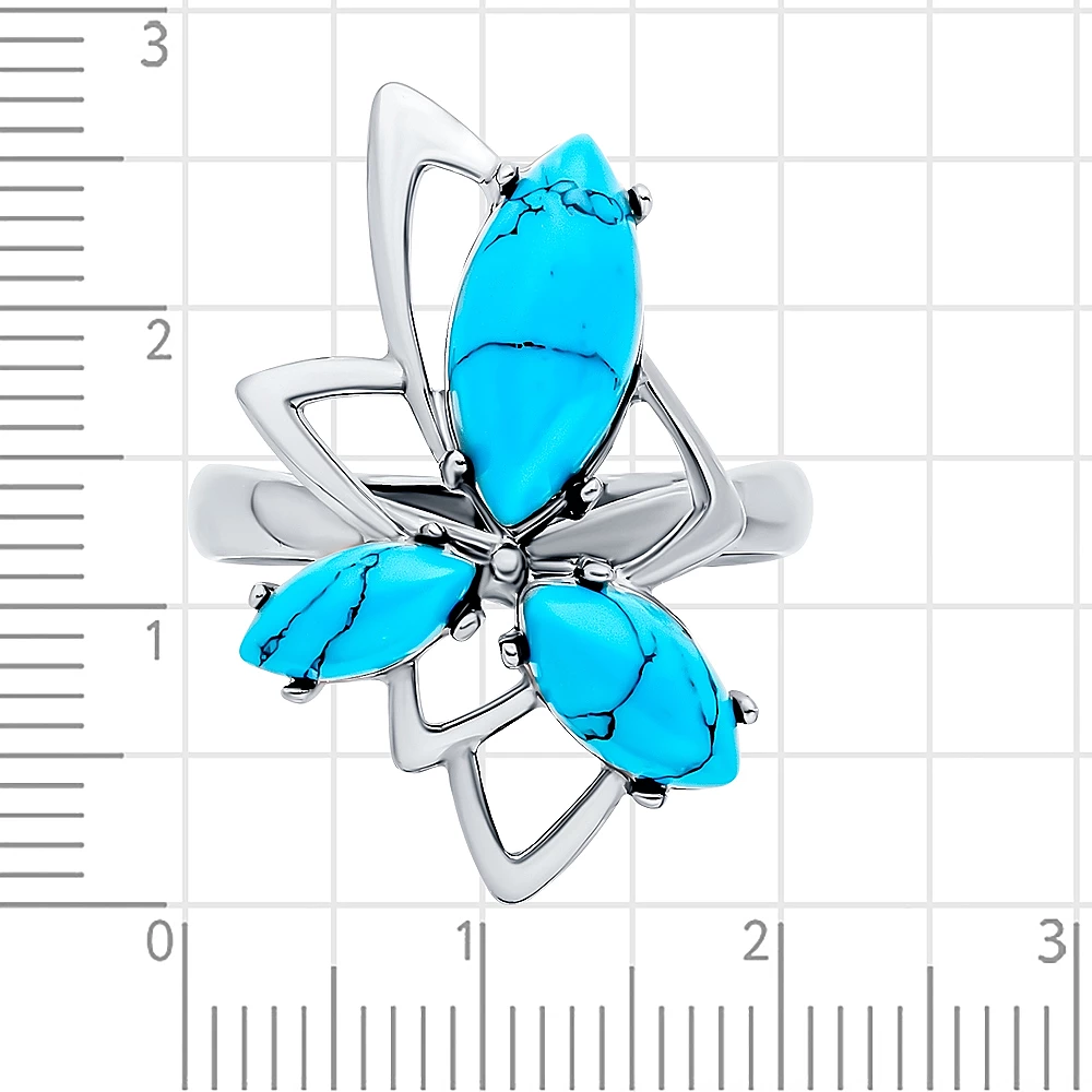 Кольцо с бирюзой синтетической из серебра 925 пробы 2