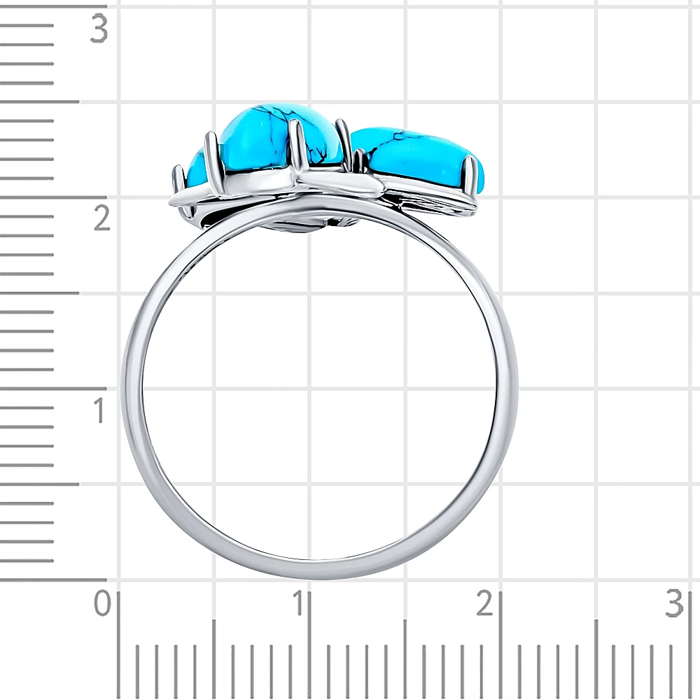 Кольцо с бирюзой синтетической из серебра 925 пробы 3