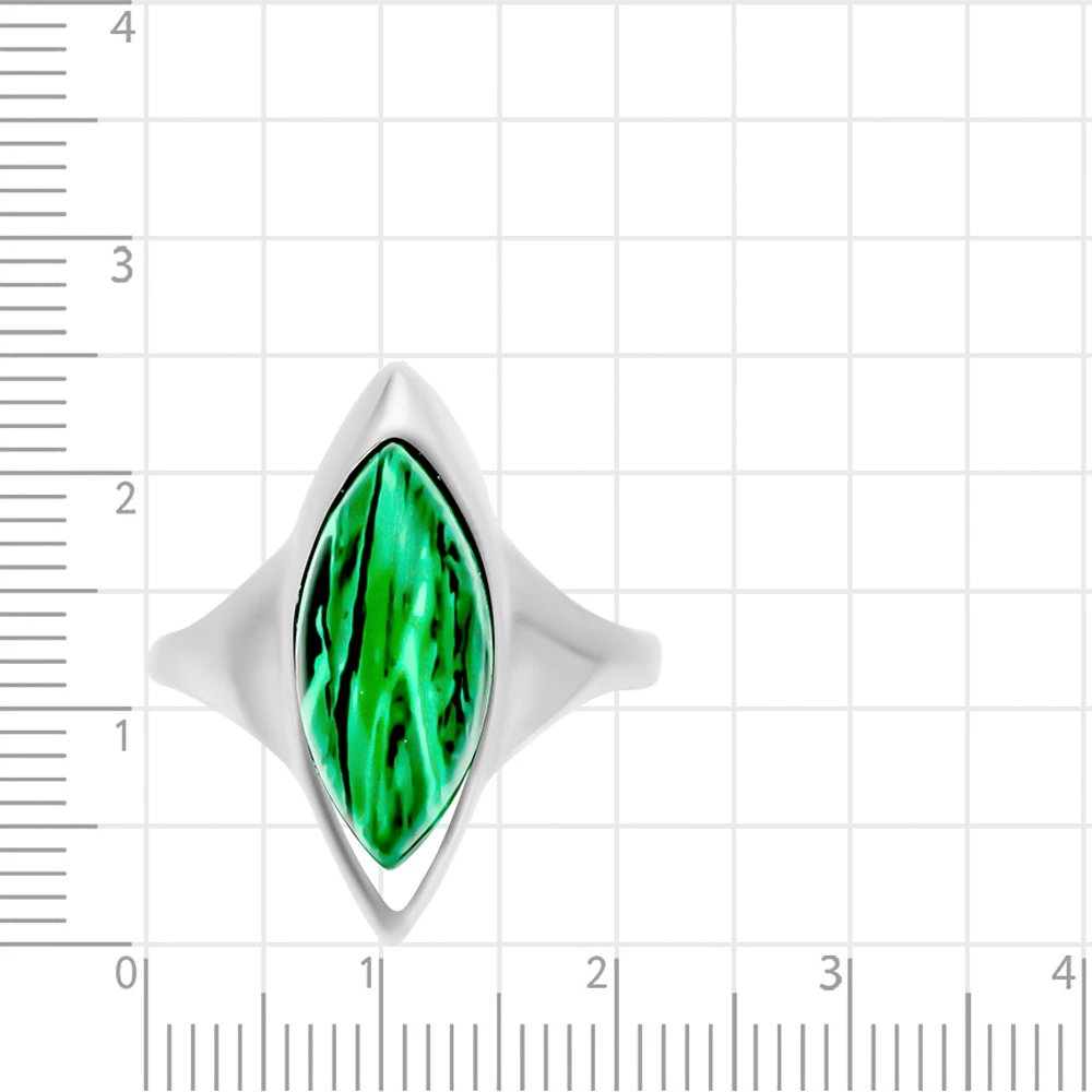 Кольцо с малахитом синтетическим из серебра 925 пробы 2