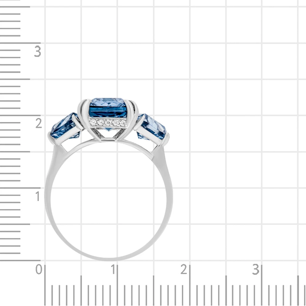 Кольцо с ювелирным кристаллом и фианитами из серебра 925 пробы 3