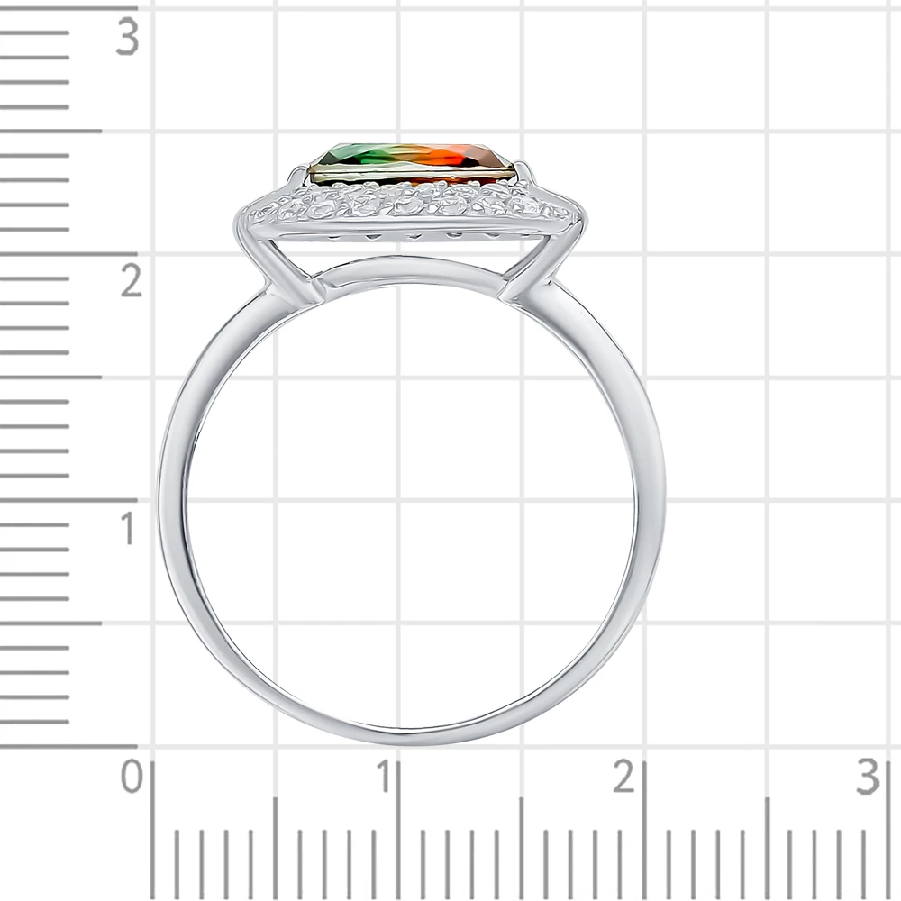 Кольцо с ювелирным кристаллом и фианитами из серебра 925 пробы 3