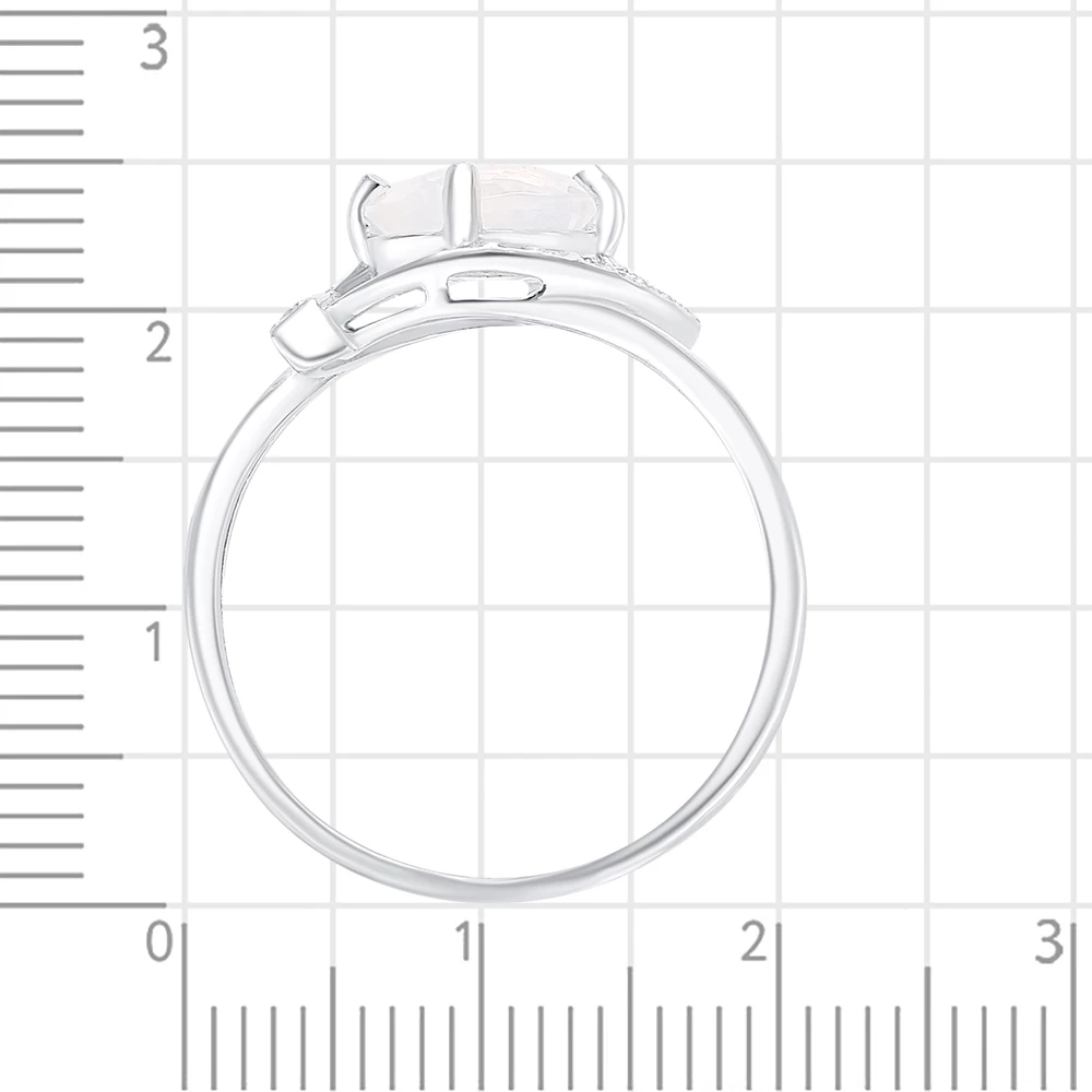Кольцо с ювелирным кристаллом и фианитами из серебра 925 пробы 3