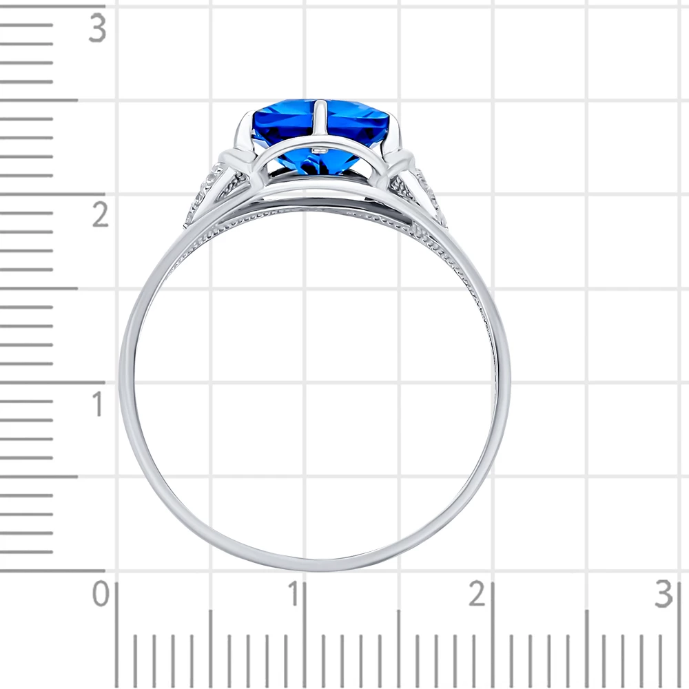 Кольцо с ювелирным кристаллом и фианитами из серебра 925 пробы 3