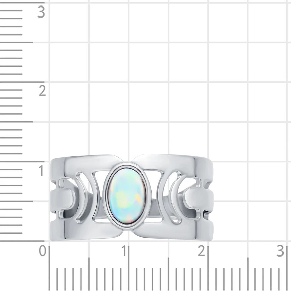 Кольцо с опалом синтетическим из серебра 925 пробы 2