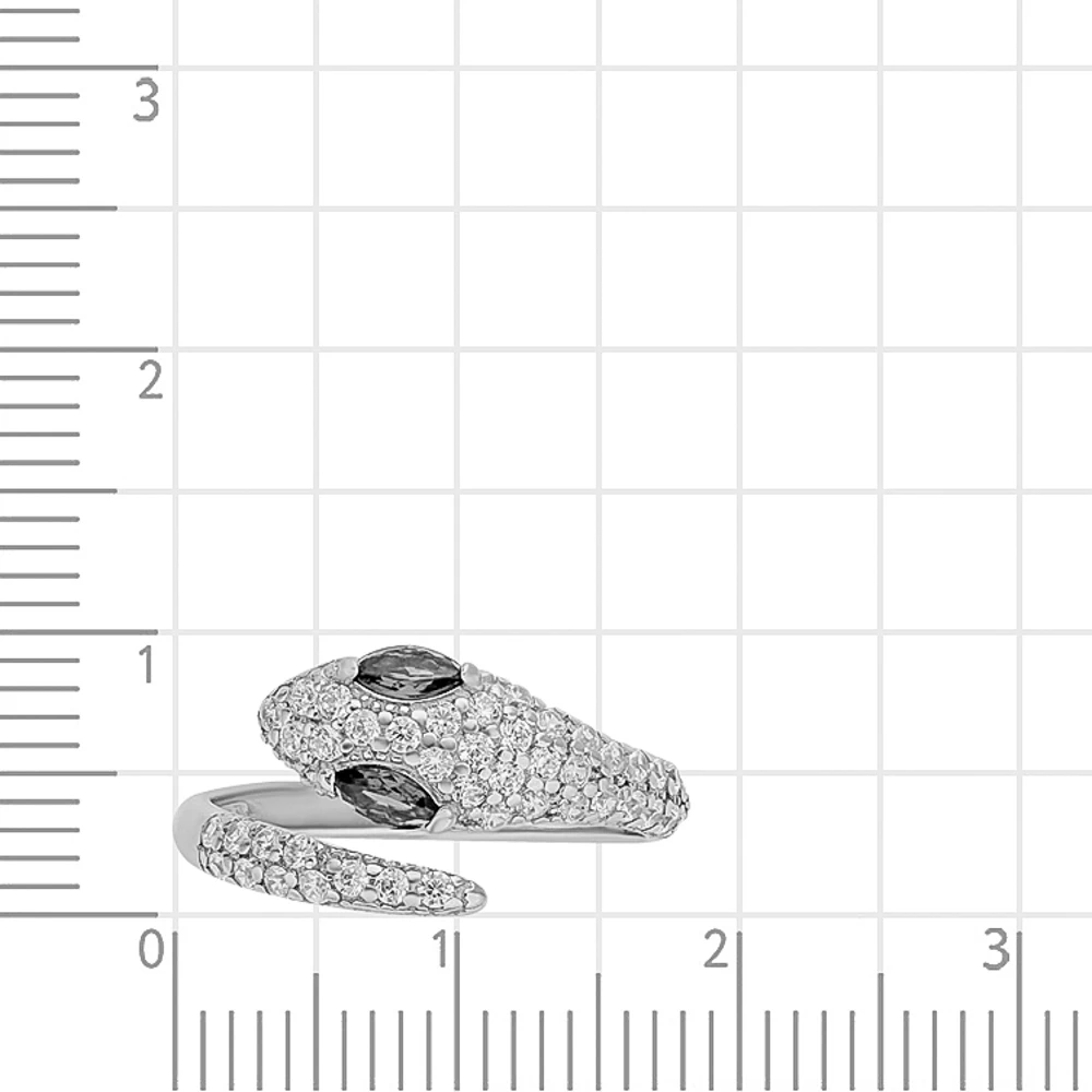 Кольцо  Змея с кварцем синтетическим и фианитами из серебра 925 пробы 2