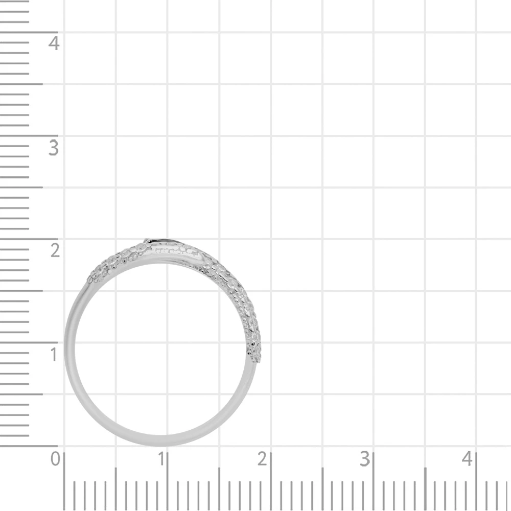 Кольцо  Змея с кварцем синтетическим и фианитами из серебра 925 пробы 3