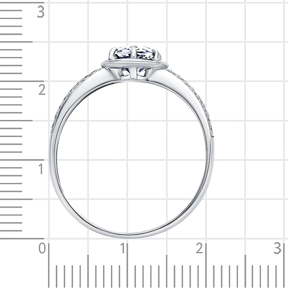 Кольцо с кварцем синтетическим и фианитами из серебра 925 пробы 3