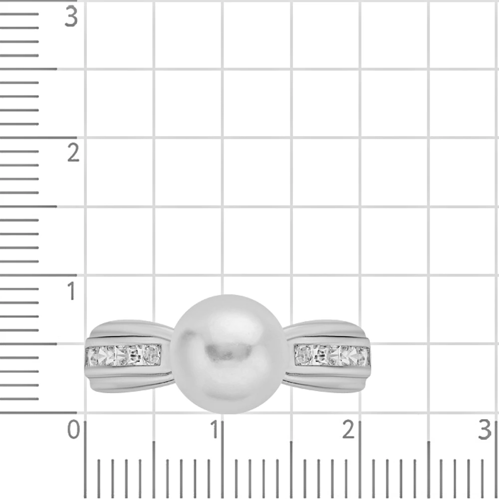 Кольцо с культивированным жемчугом и фианитами из серебра 925 пробы 2