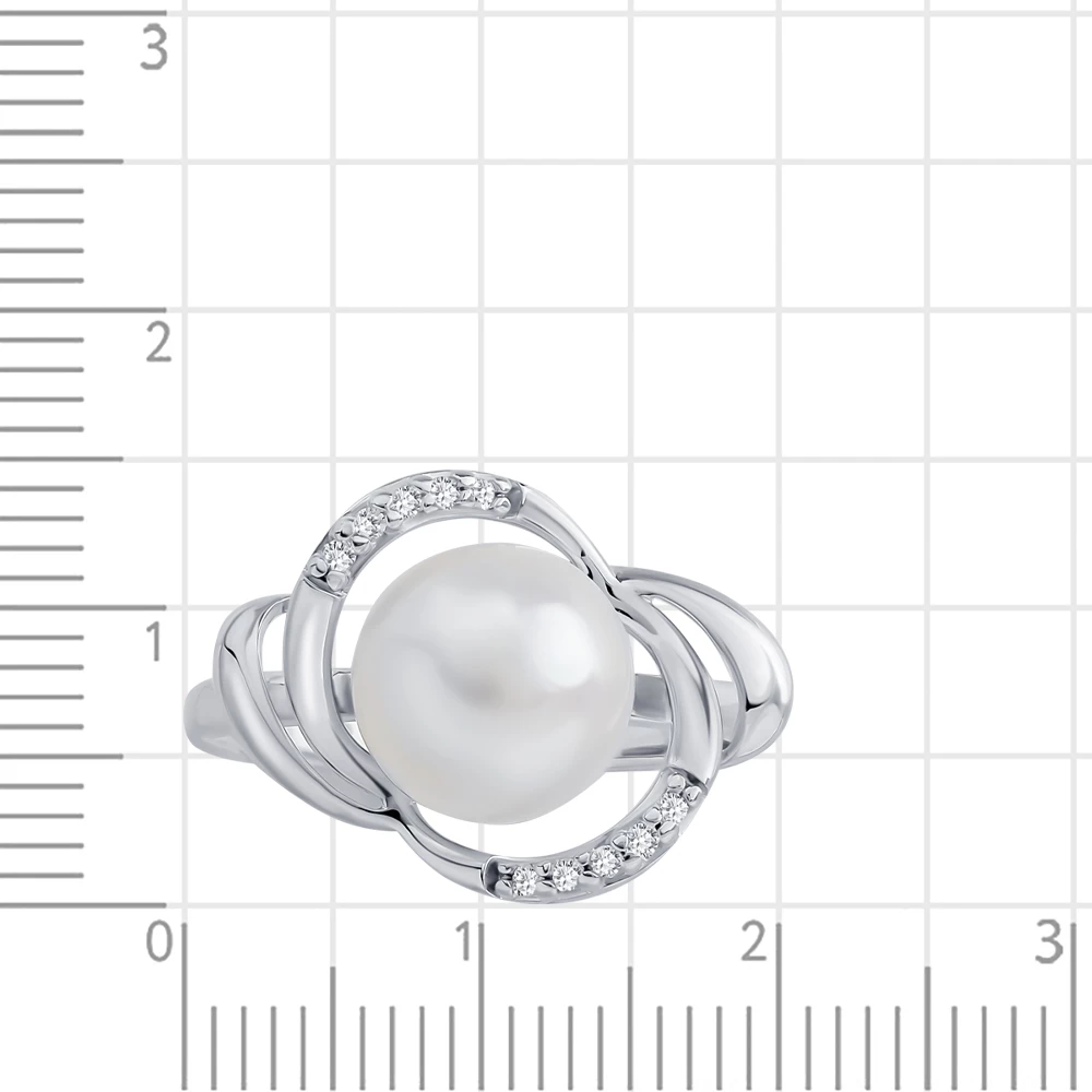 Кольцо с культивированным жемчугом из серебра 925 пробы 2
