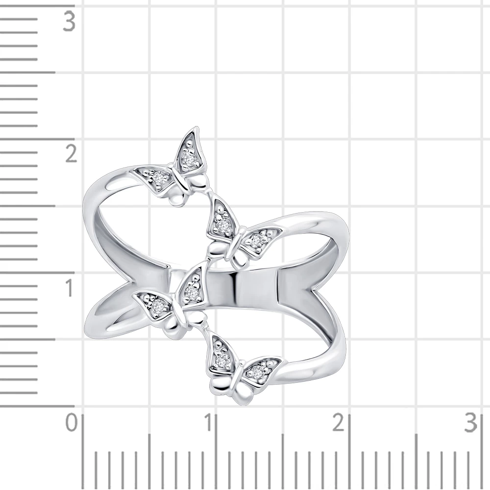Кольцо  Бабочка с фианитами из серебра 925 пробы 3
