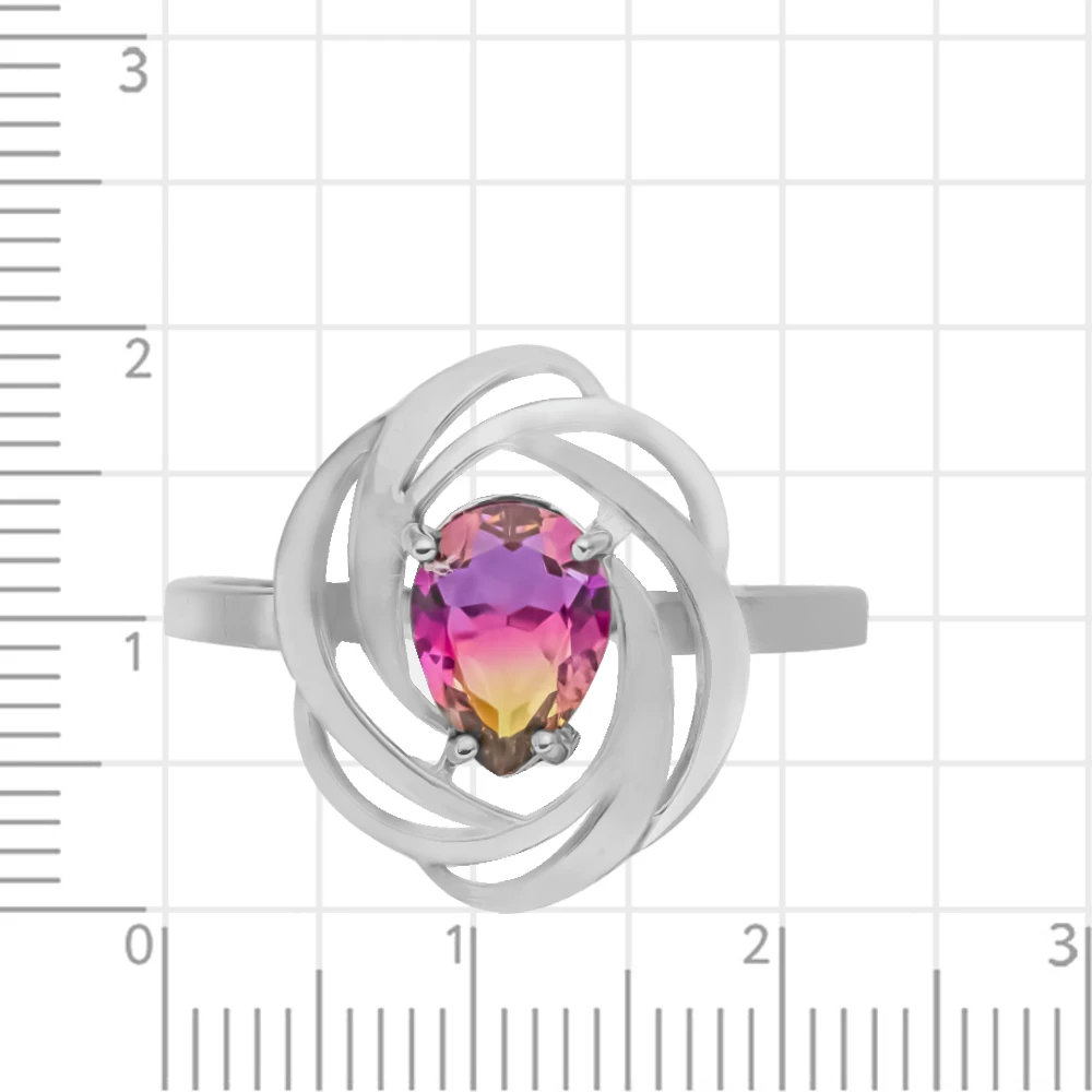 Кольцо с аметрином синтетическим из серебра 925 пробы 2