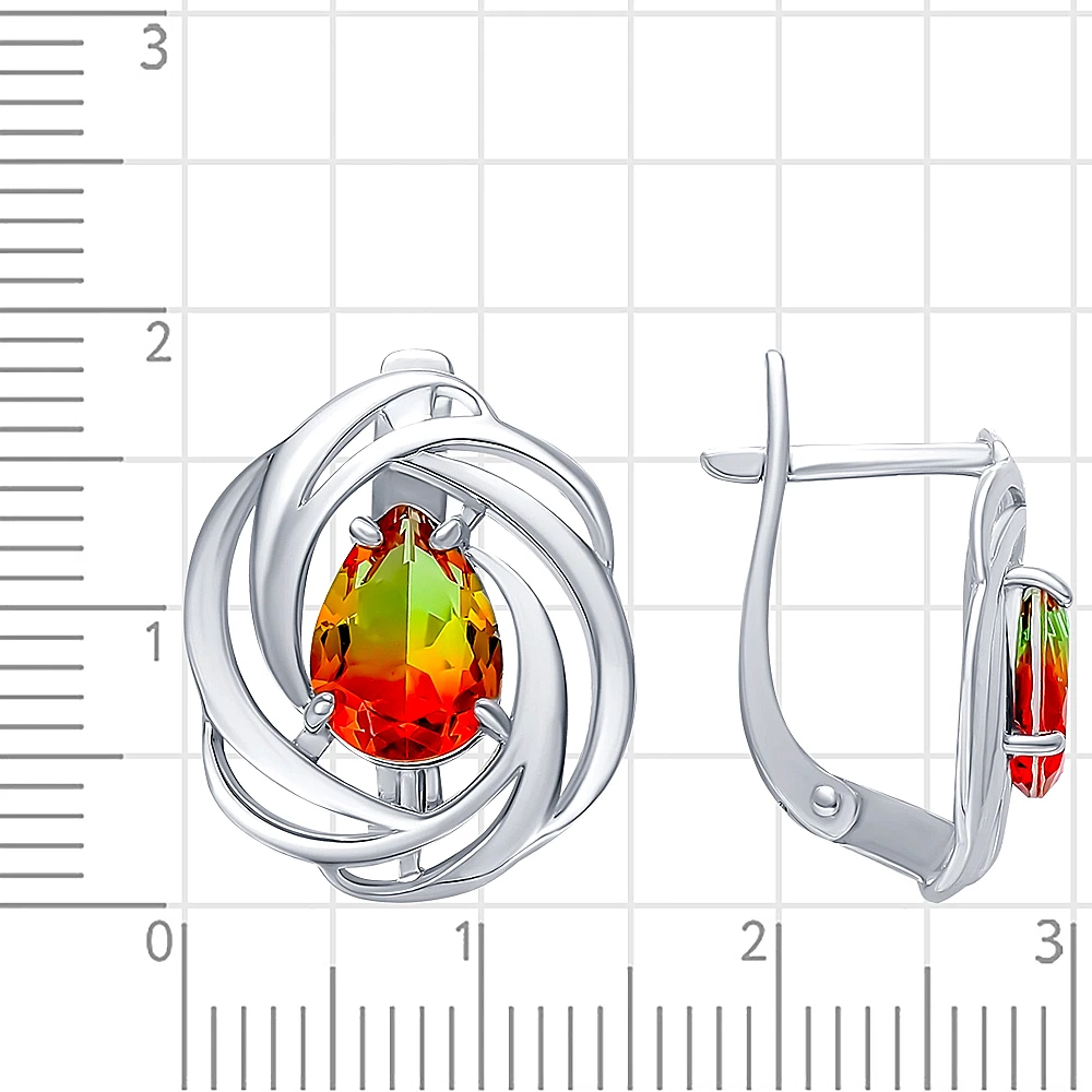 Серьги с турмалинами синтетическими из серебра 925 пробы 2