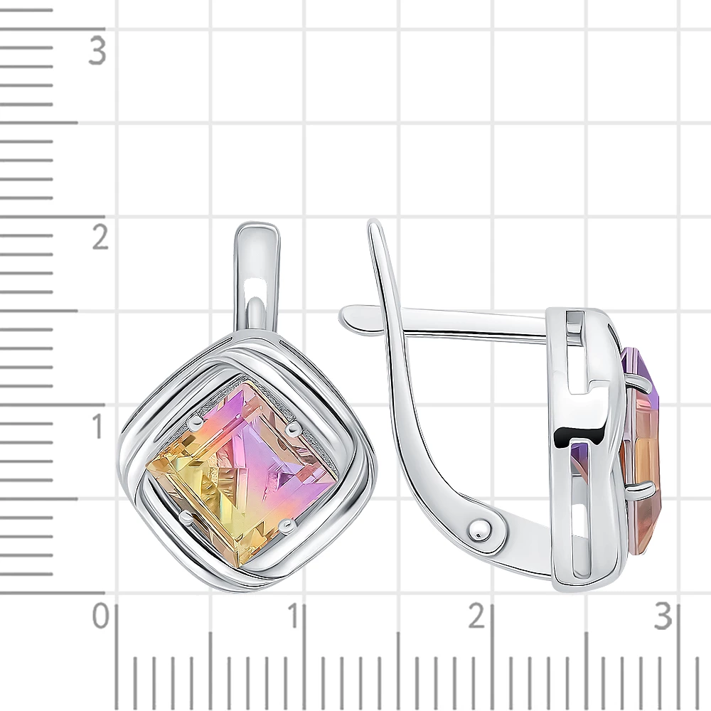 Серьги с аметринами синтетическими из серебра 925 пробы 2