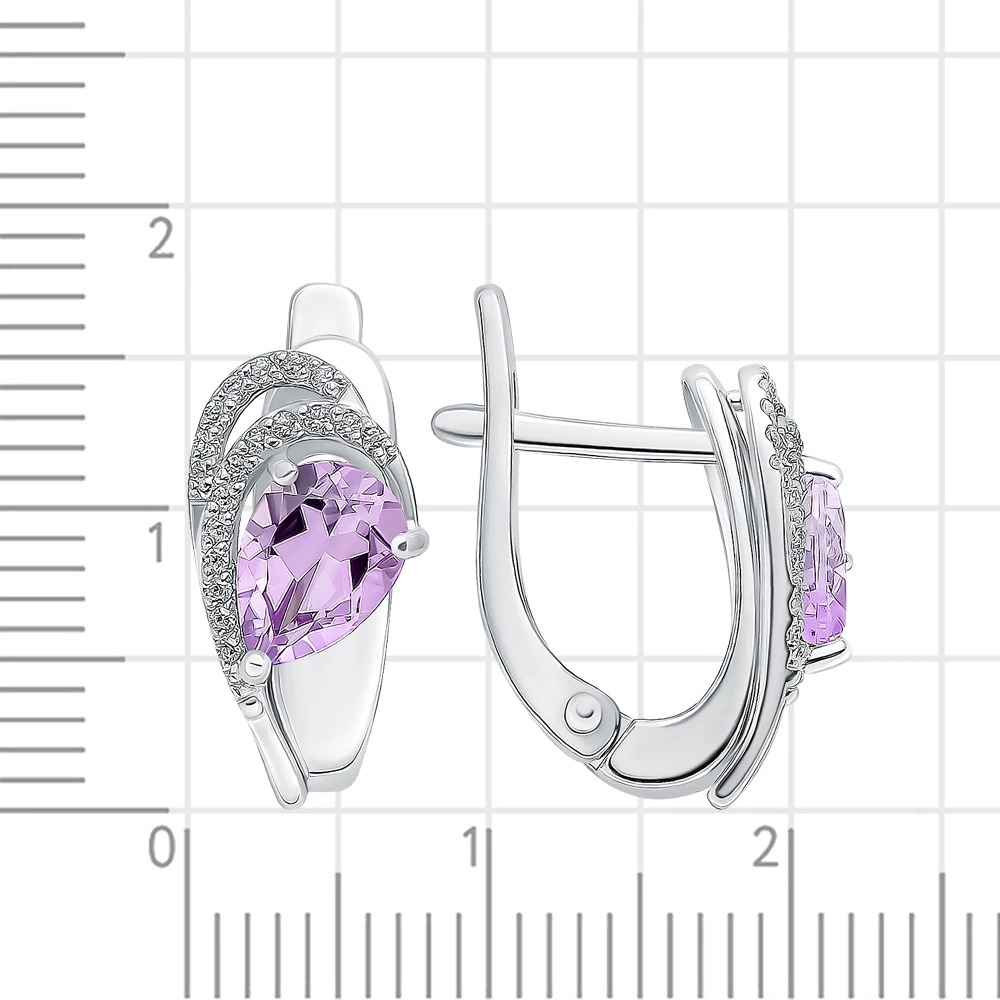 Серьги с аметистами из серебра 925 пробы 2