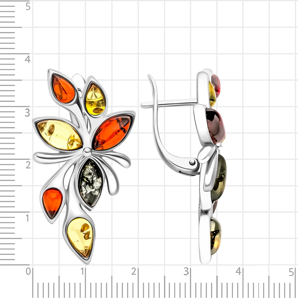 Серьги с янтарем из серебра 925 пробы 2