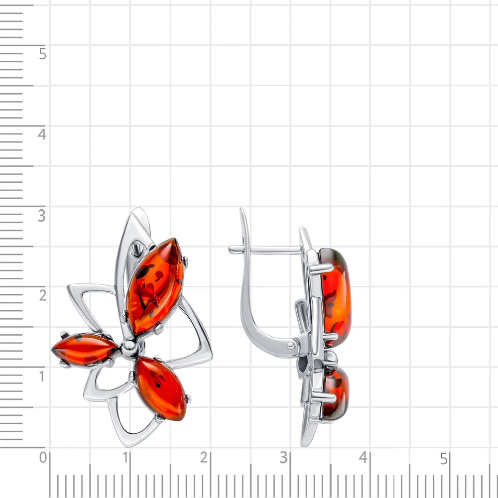 Серьги с янтарем из серебра 925 пробы 2