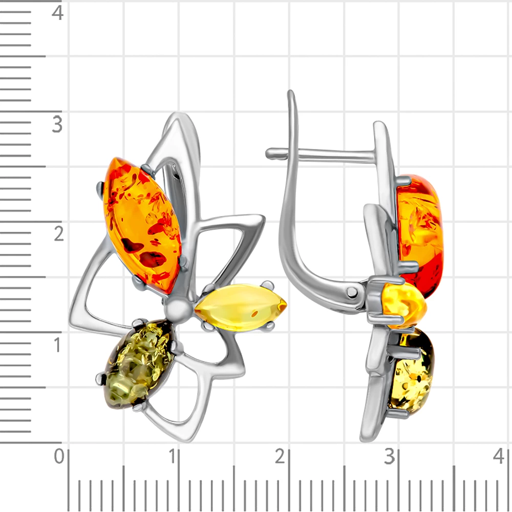 Серьги с янтарем из серебра 925 пробы 2