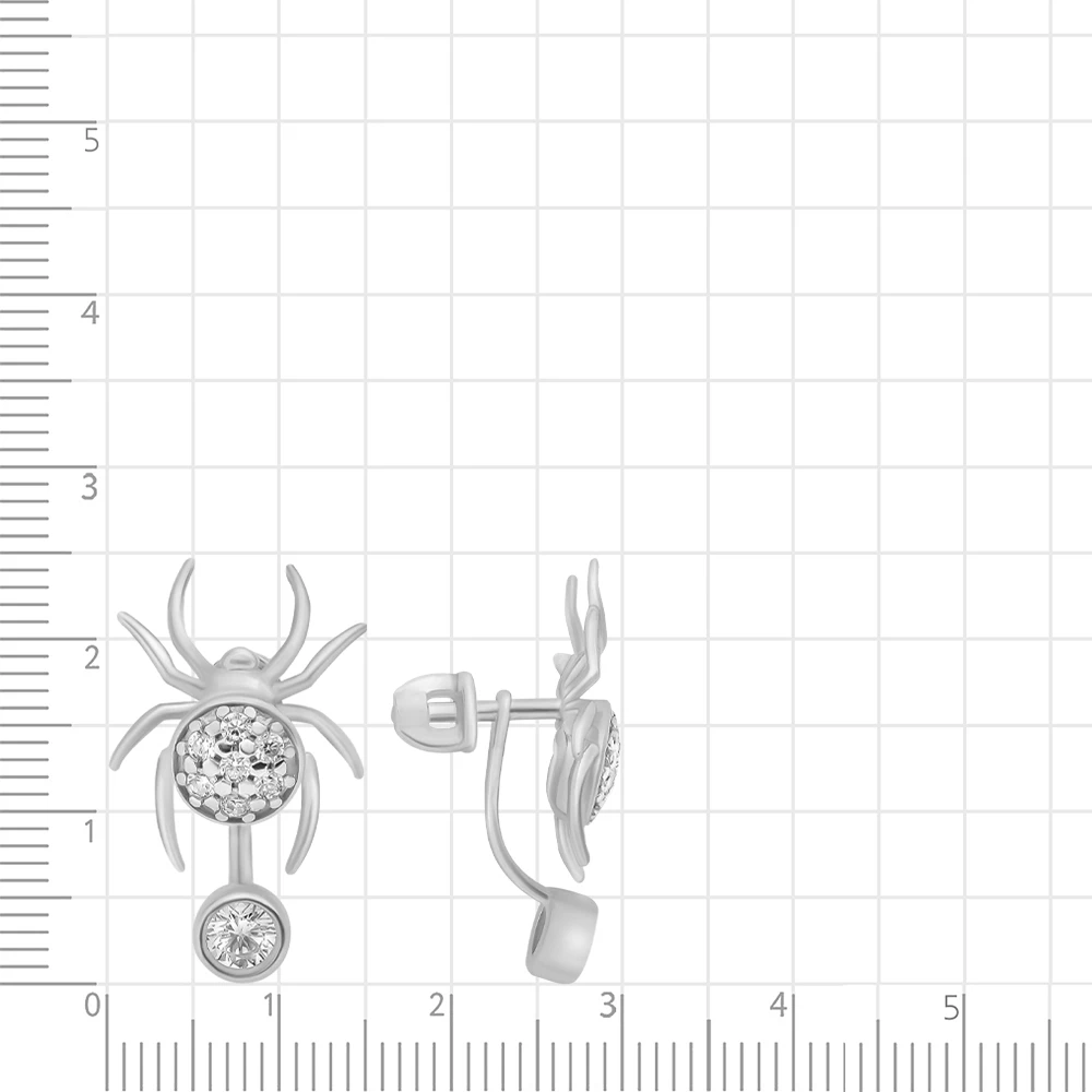 Серьги  Паук с фианитами из серебра 925 пробы 2