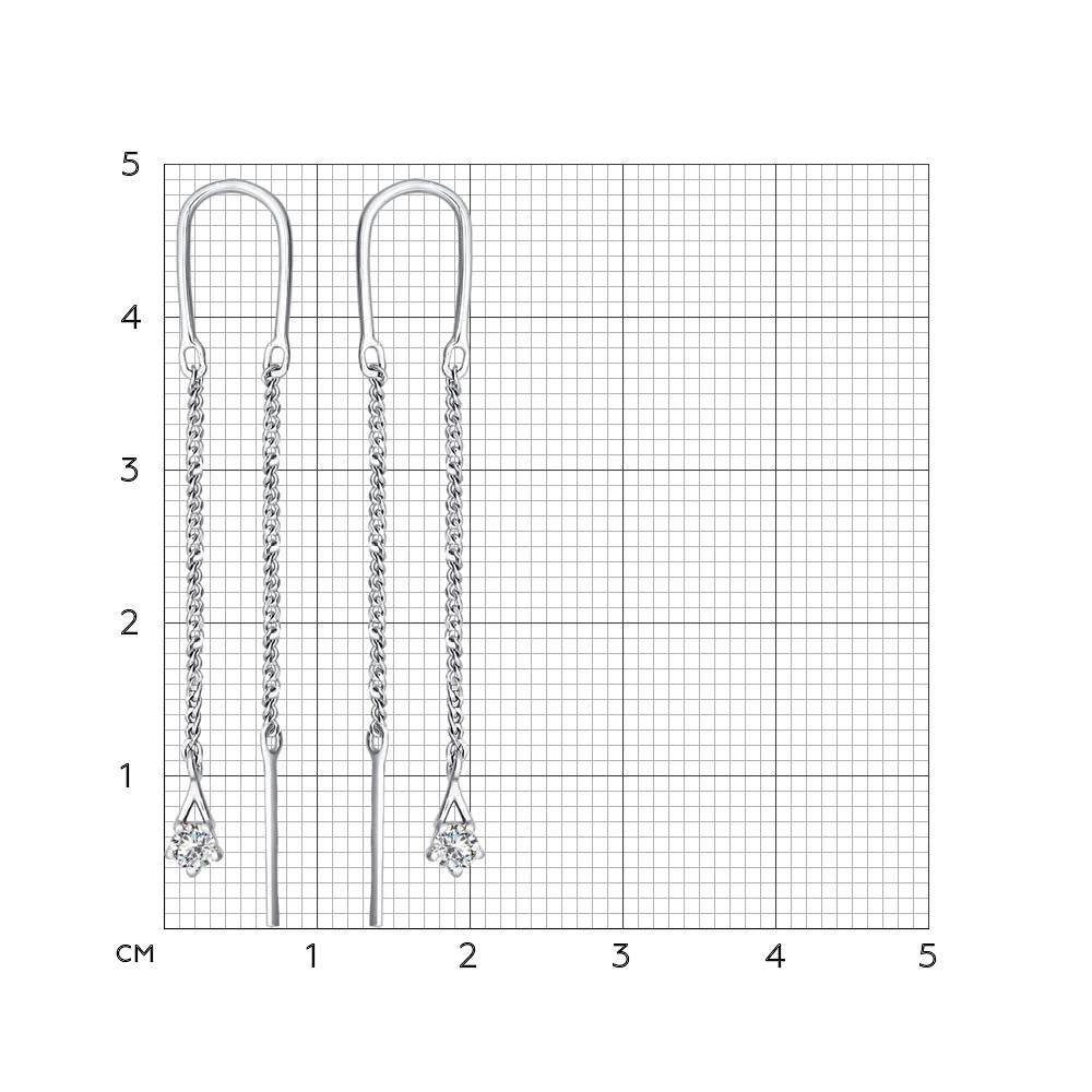 Серьги-продевки с фианитами из серебра 925 пробы 2
