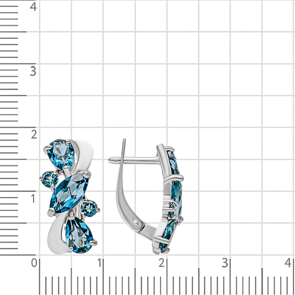 Серьги с топазом лондон и фианитами из серебра 925 пробы 2