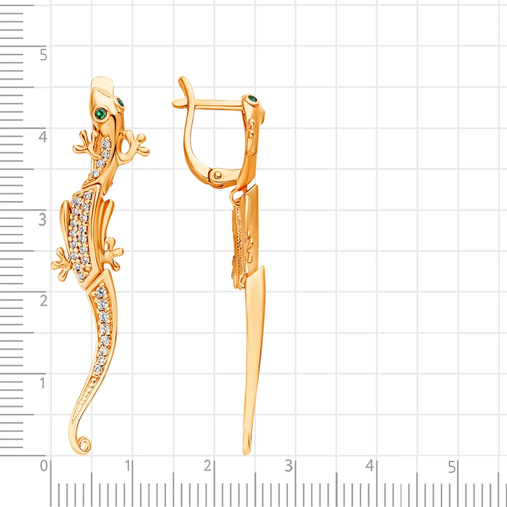 Серьги  Ящерица с фианитами из серебра 925 пробы 2