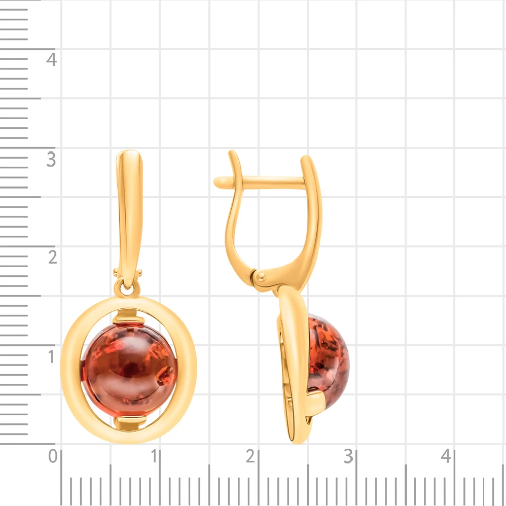 Серьги с янтарём синтетическим из серебра 925 пробы 2