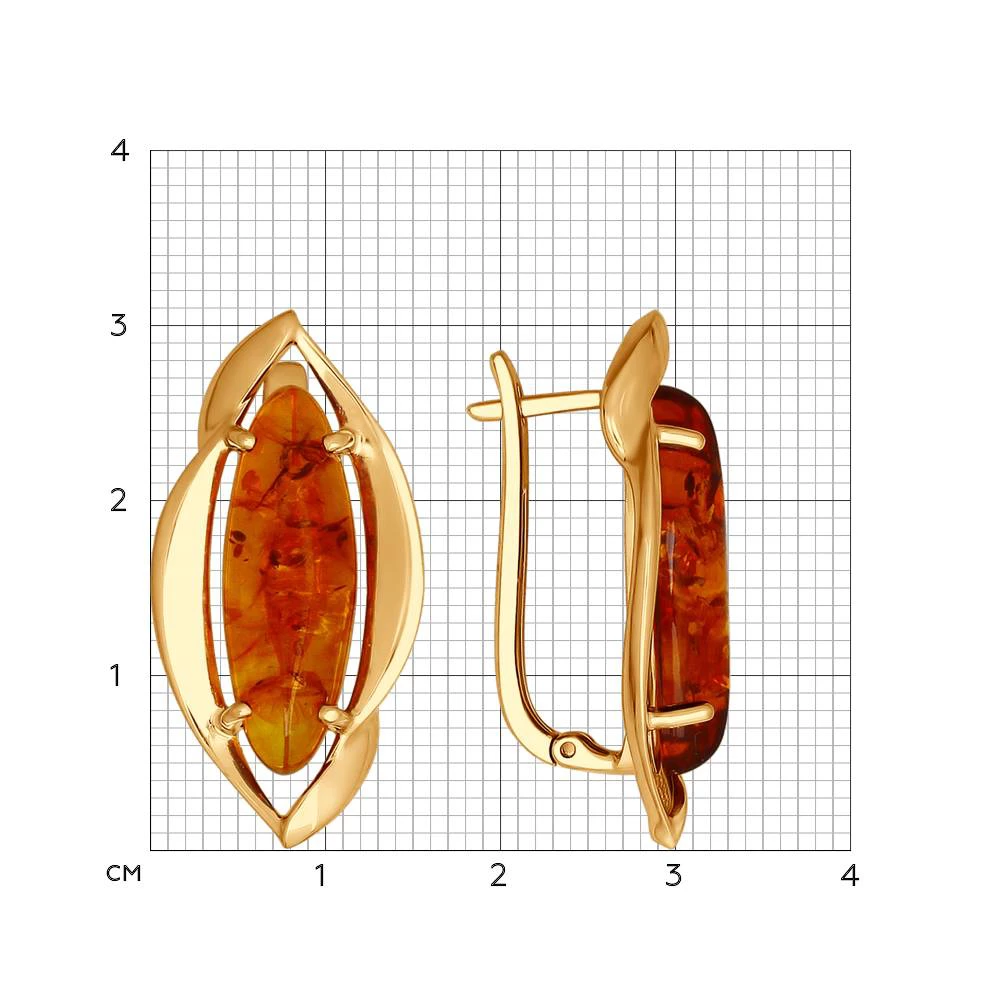Серьги с янтарём синтетическим из серебра 925 пробы 2