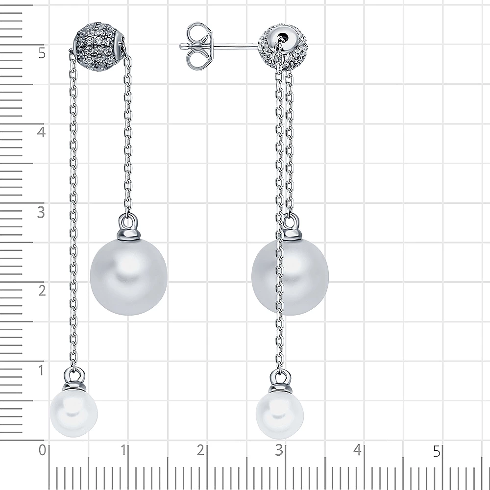 Серьги с жемчугом искусственным из серебра 925 пробы 2