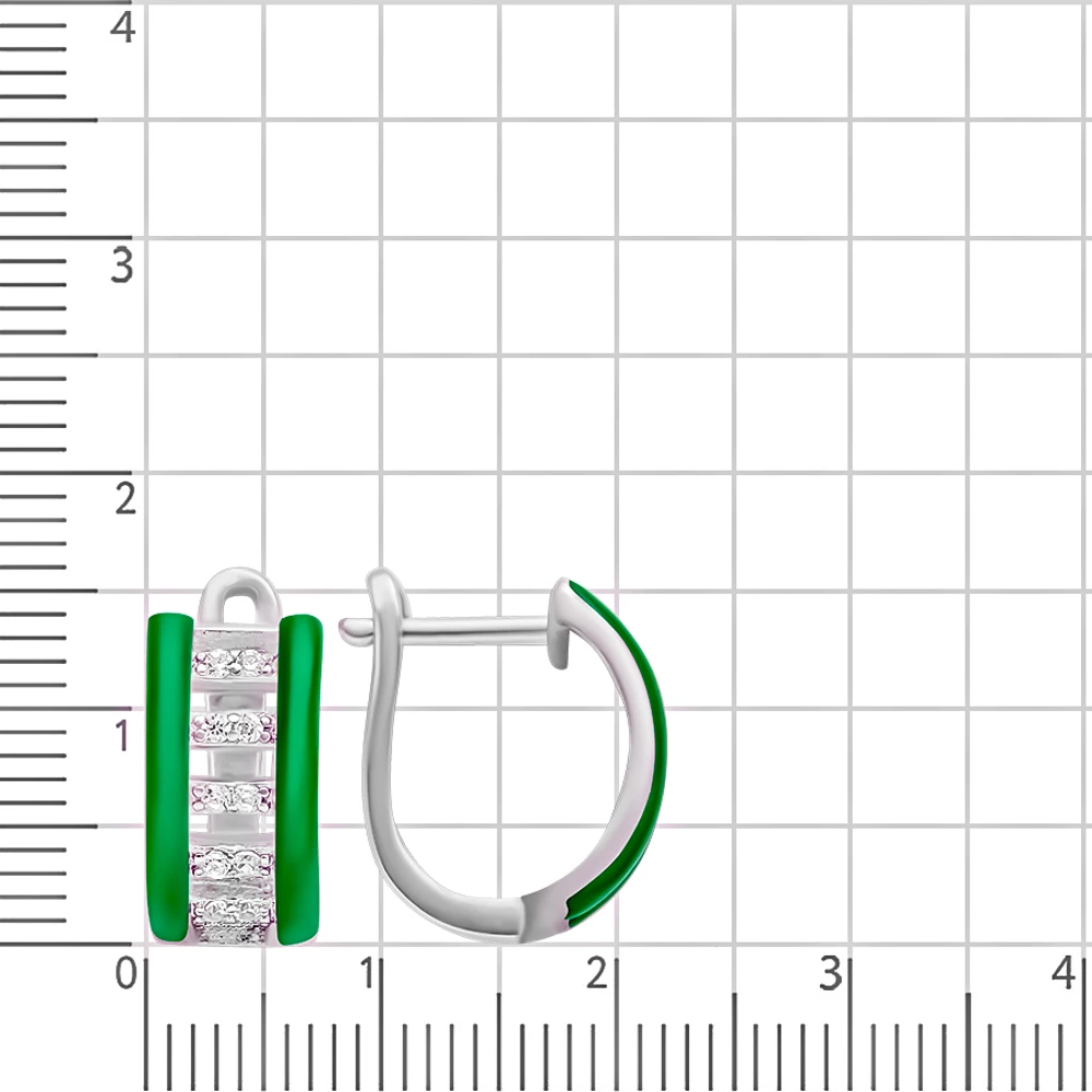 Серьги с фианитами из серебра 875/925 пробы 2