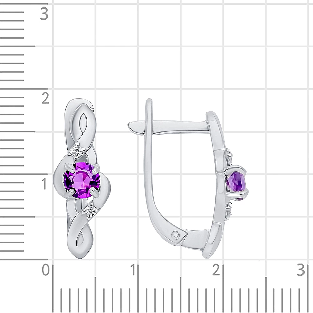 Серьги с аметистами из серебра 925 пробы 2