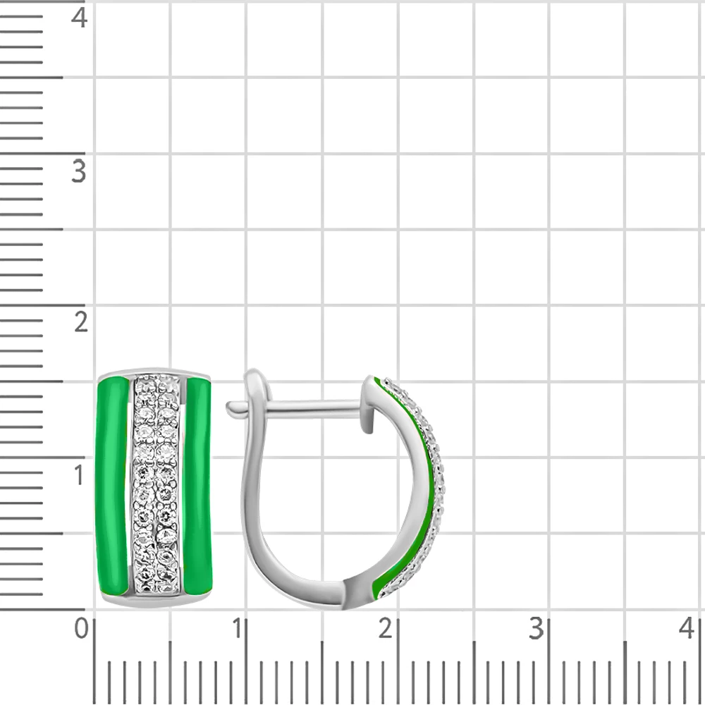 Серьги с фианитами из серебра 875/925 пробы 2