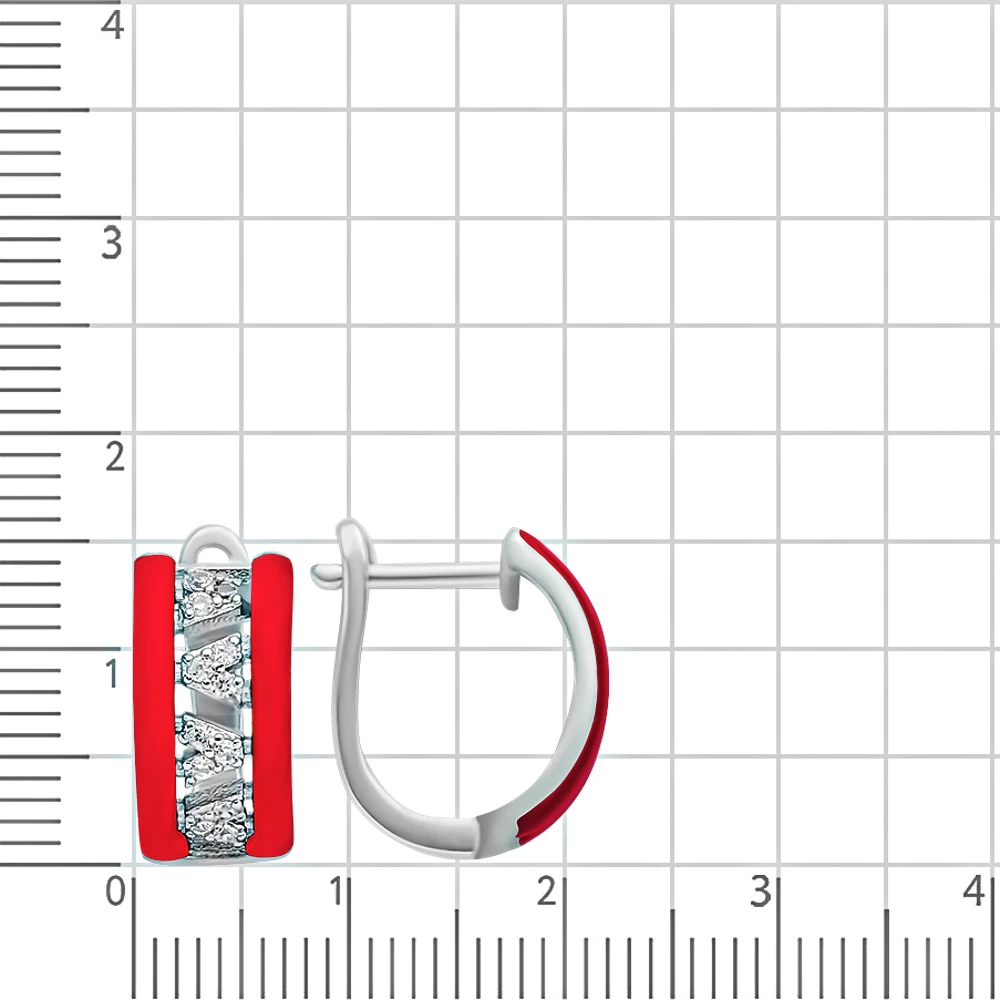 Серьги с фианитами из серебра 875/925 пробы 2