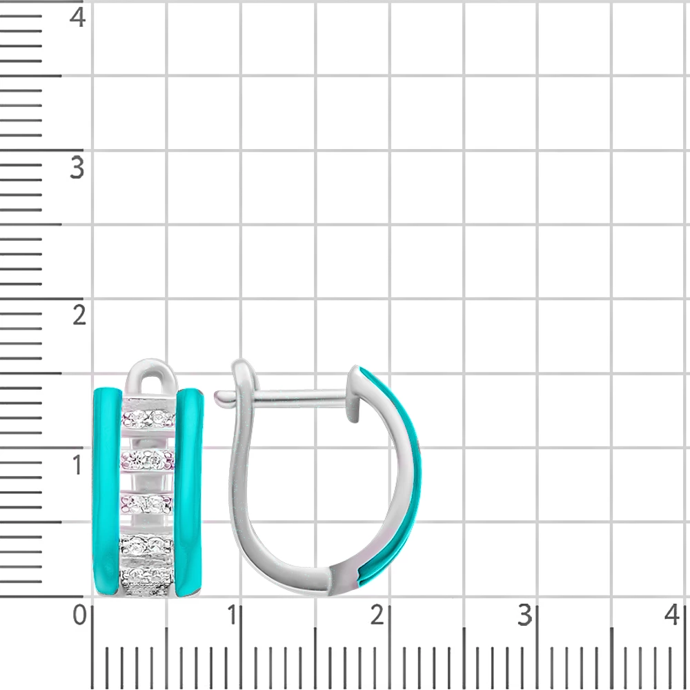 Серьги с фианитами из серебра 875/925 пробы 2