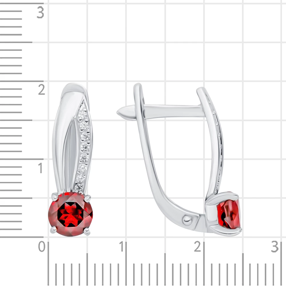 Серьги с гранатами из серебра 925 пробы 2