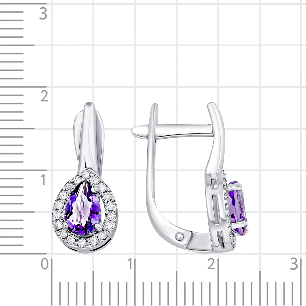 Серьги с аметистами из серебра 925 пробы 2