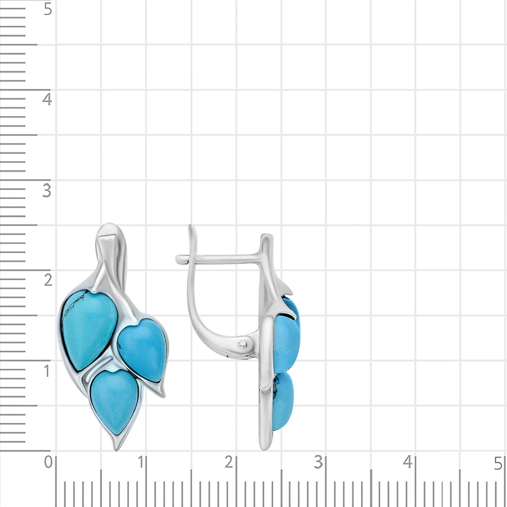 Серьги с бирюзой синтетической из серебра 925 пробы 2