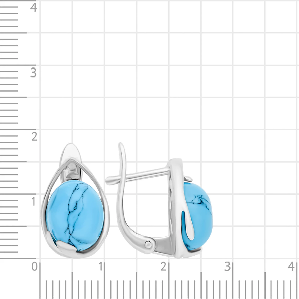 Серьги с бирюзой синтетической из серебра 925 пробы 2