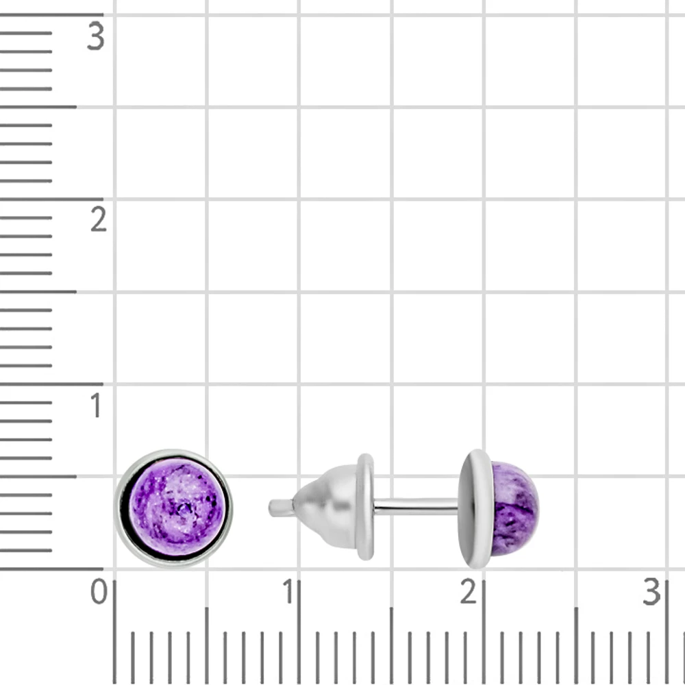 Серьги с чароитами синтетическими из серебра 925 пробы 2