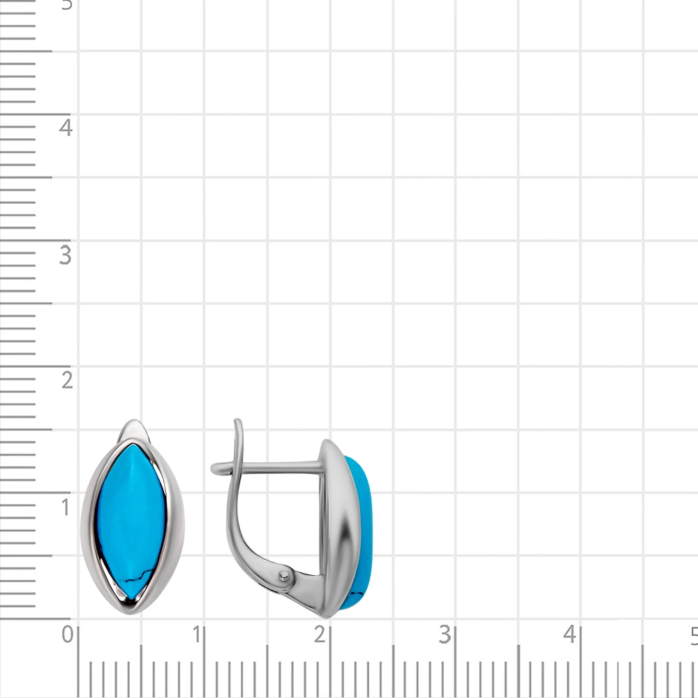 Серьги с бирюзой синтетической из серебра 925 пробы 2