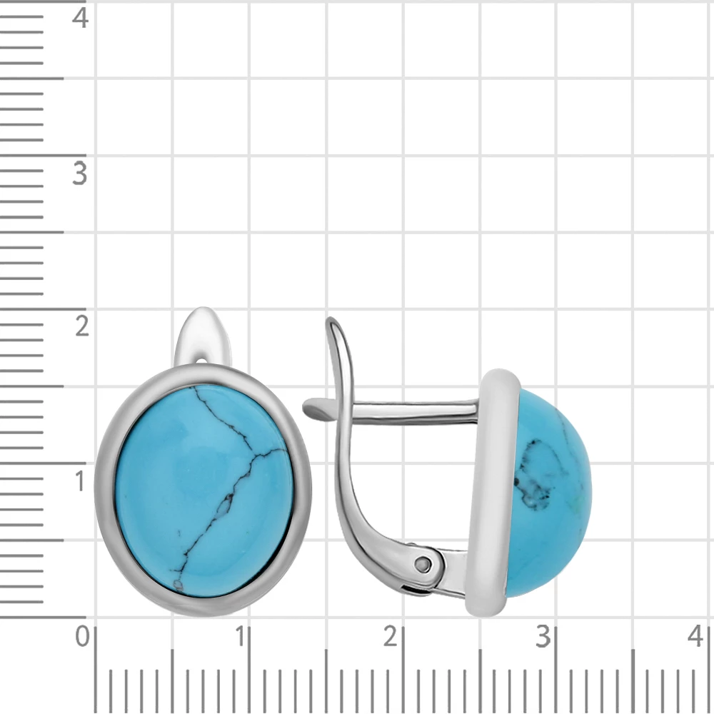Серьги с бирюзой синтетической из серебра 925 пробы 2