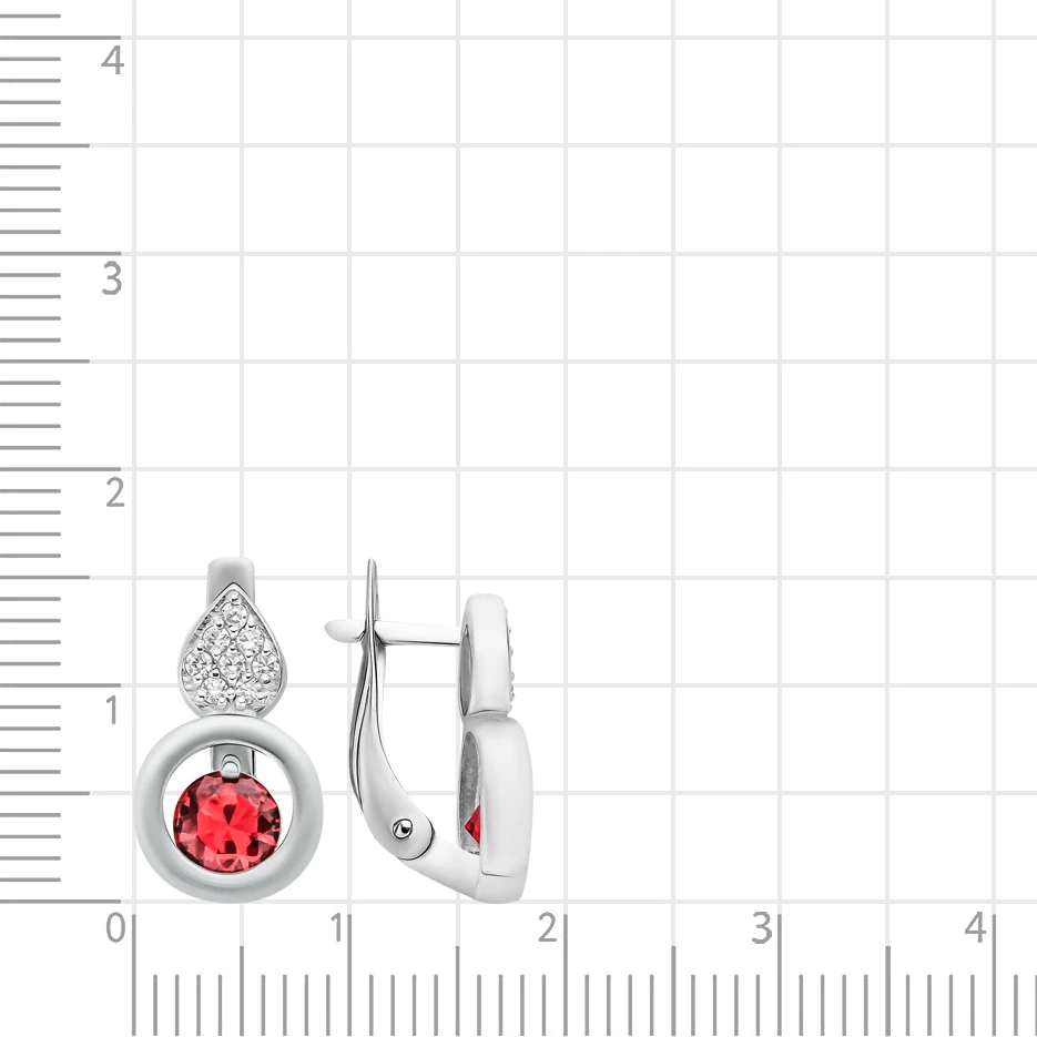 Серьги с ювелирным кристаллом и фианитами из серебра 925 пробы 2