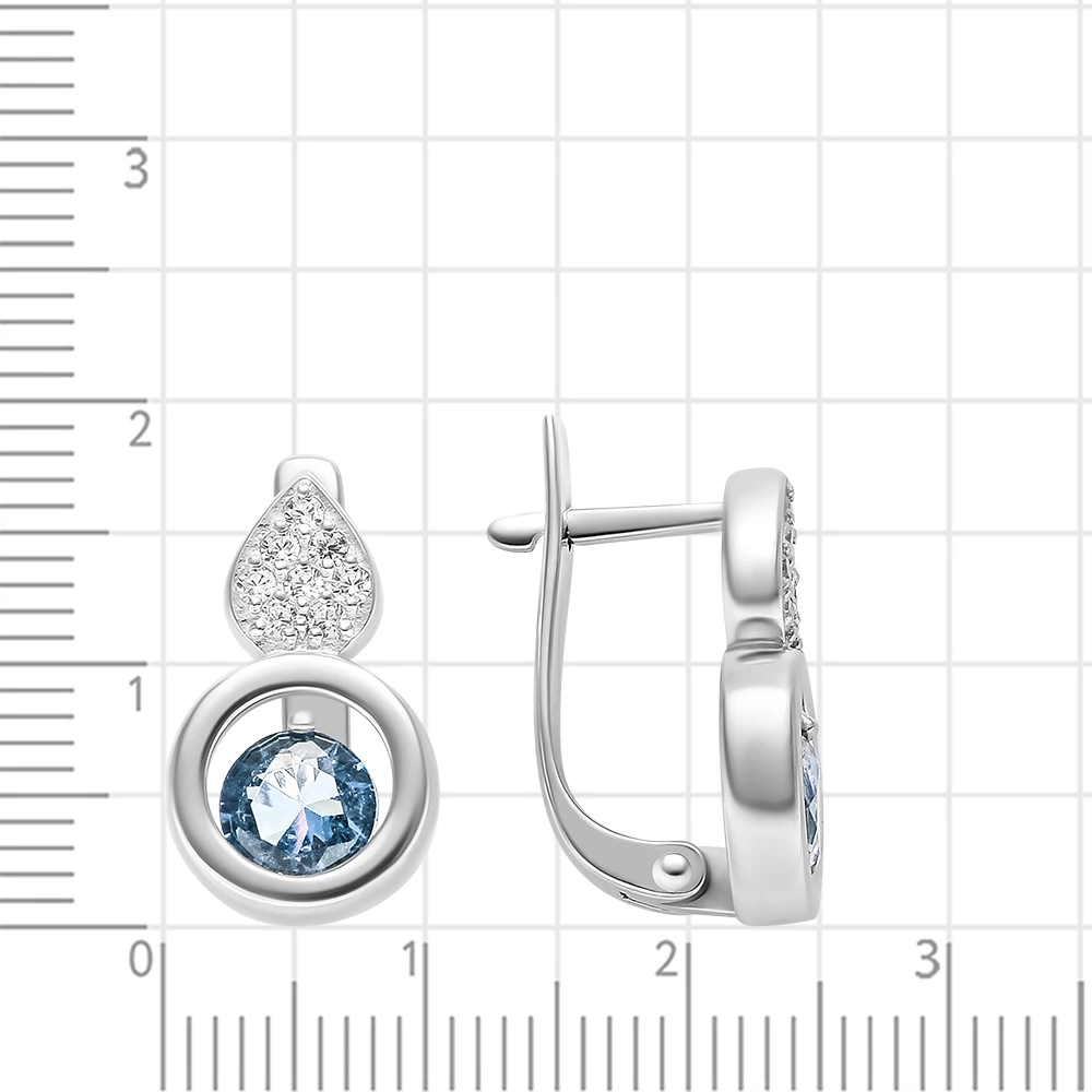 Серьги с ювелирным кристаллом и фианитами из серебра 925 пробы 2