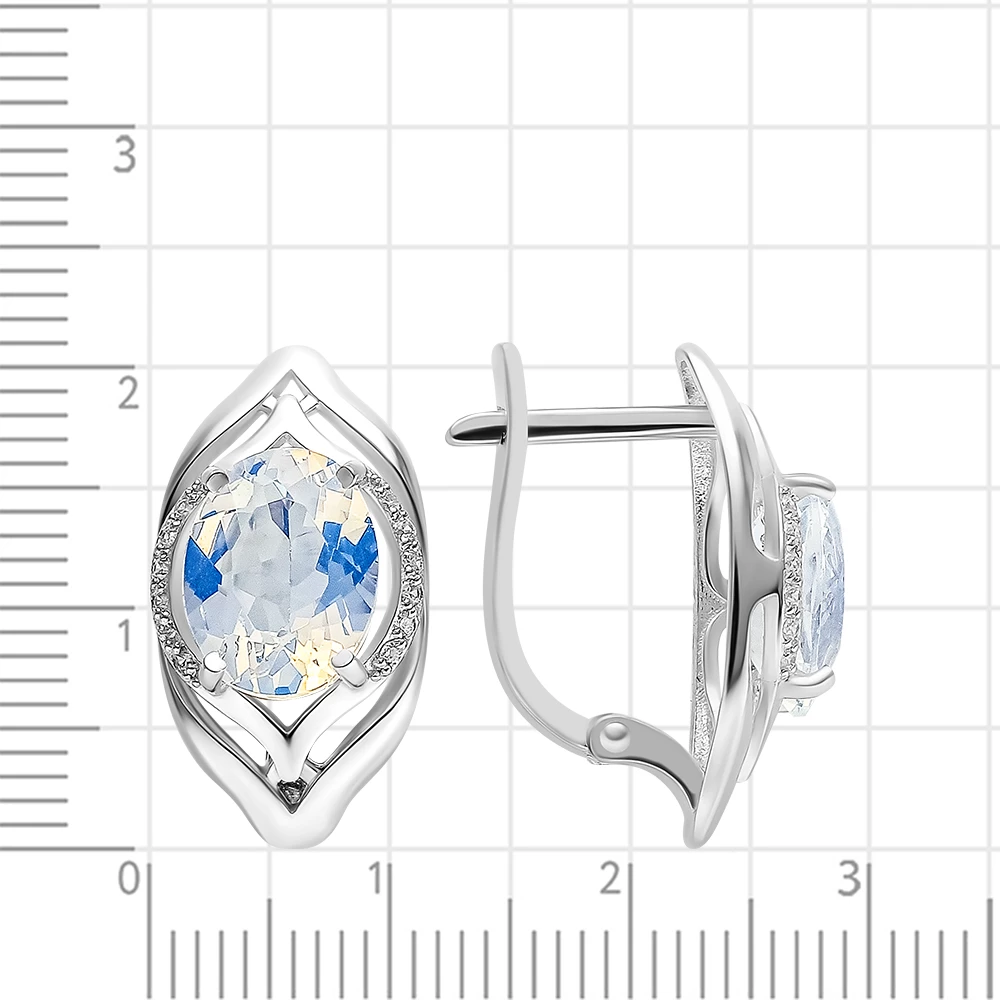 Серьги с ювелирным кристаллом и фианитами из серебра 925 пробы 2