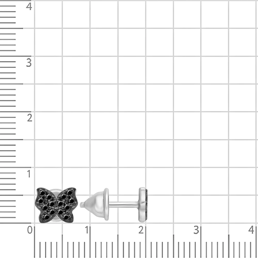 Серьги  Бабочка с фианитами из серебра 925 пробы 2