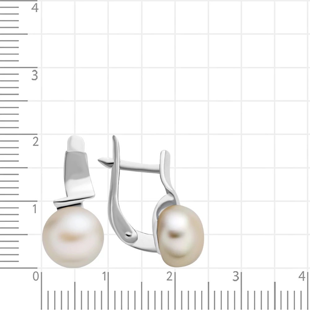 Серьги с культивированным жемчугом из серебра 925 пробы 2
