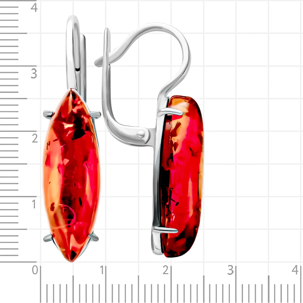 Серьги с янтарем из серебра 925 пробы 2